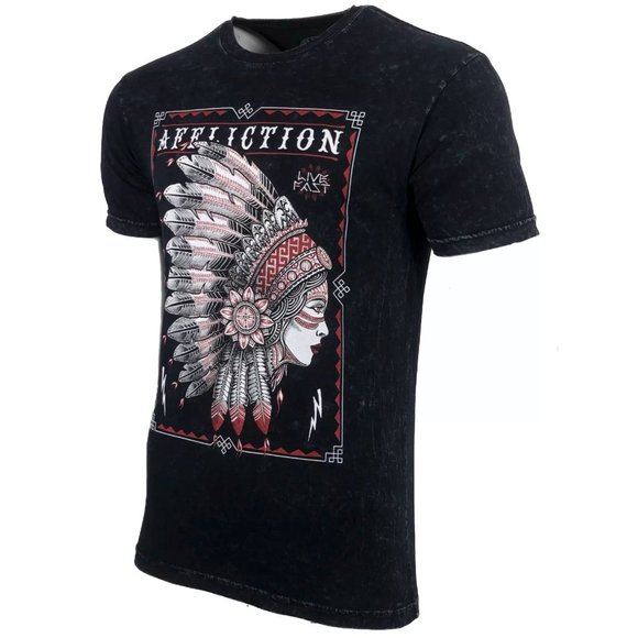 AFFLICTION SENECA Men's T-shirt BLACK LAVA Biker - Picture 6 of 8